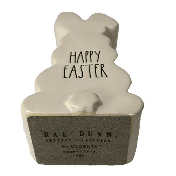 Rae Dunn Happy Easter Bunny Rabbit Figurine Sign Artisan Collection By Magenta - Picture 4 of 12
